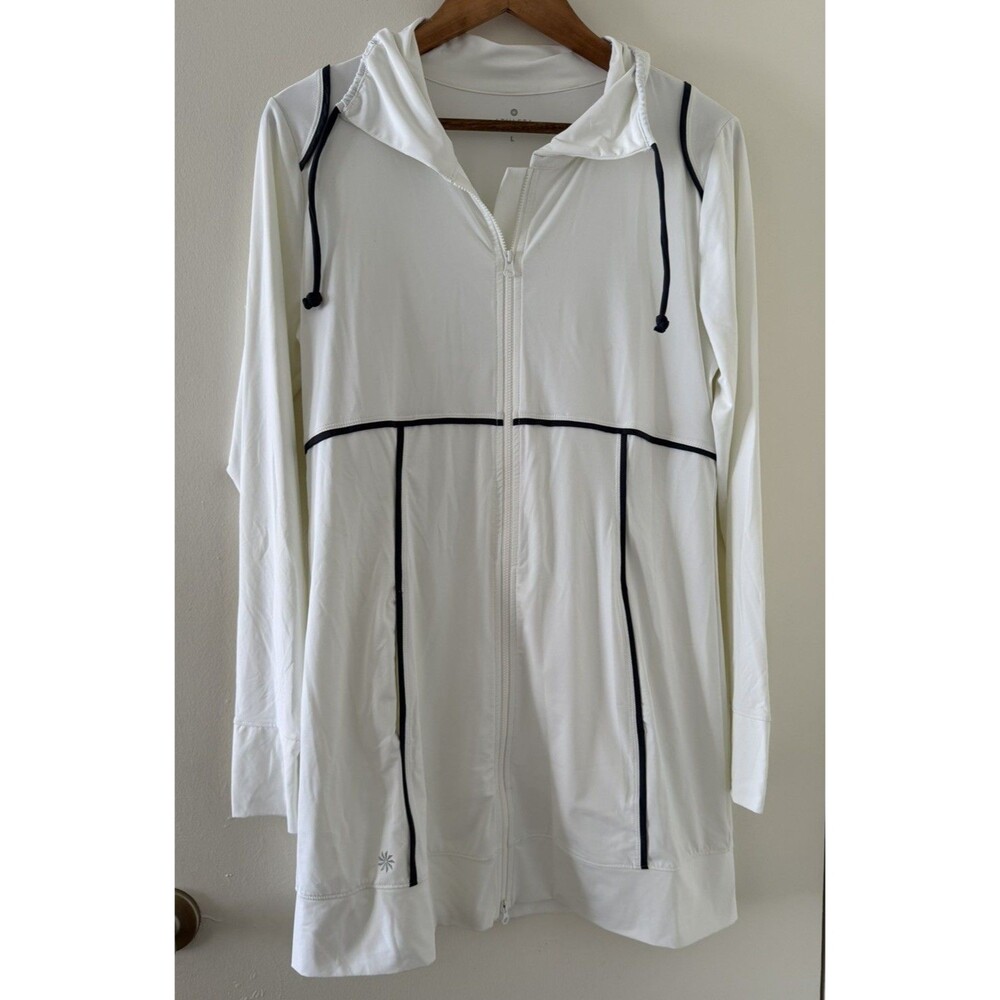 Athleta White Synthetic Spinnaker Sun Jacket Size L